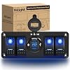 Nilight 4 Gang Rocker Switch Panel with QC3.0 Dual USB Charger Voltmeter