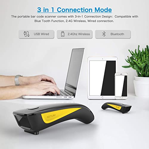 NETUM Mini Barcode Scanner Bluetooth Compatible, Portable Bar Code Reader