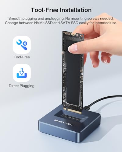 ACASIS 10Gbps M.2 NVMe & SATA SSD to USB Docking Station, NVMe Reader Gray