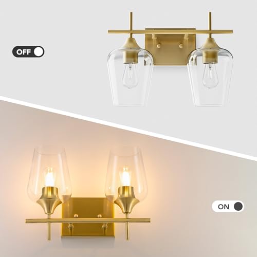 VONLUCE 2 Light Bathroom Vanity Light Fixture,Brushed Gold