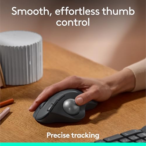 Logitech Ergo M575S Wireless Bluetooth Trackball Mouse - Black Silver Ball
