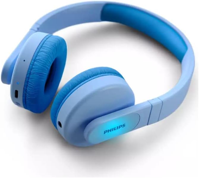 Philips K4206 Kids Wireless On-Ear Headphones, Bluetooth + Cable Connection, 85dB Limit for Safer Hearing, Built-in Mic, 28 Hours Play time, Parental Controls via Philips Headphones, Blue