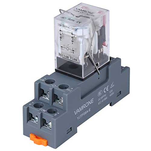 Electromagnetic Power Relay, 8-Pin 10A 110/120 AC Relay Coil with Socket Base, LED Indicator, DPDT 2NO 2NC - MY2NJ [Applicable for DIN Rail System]