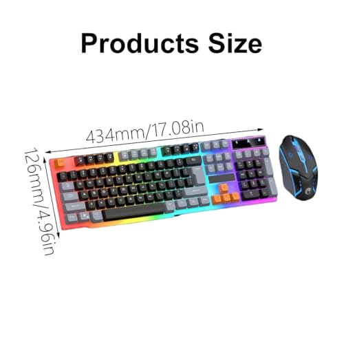 104 Keys= Gaming Keyboard and Mouse Combo with LED Backlit Quiet Computer Keyboard PC Keyboard USB Corded Keyboard