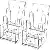 MaxGear 3 Tier Acrylic Brochure Holder, 4 Inch Wide, 2 Pack