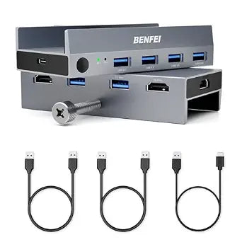 BENFEI USB 3.0 HDMI KVM Switch(8K@60Hz) with 4 USB 3.0 Ports for 2 Computers Sharging Monitor Keyboard Mouse - Image 1