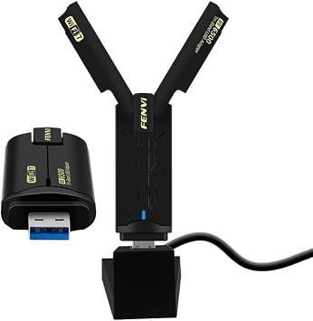 Fenvi WiFi 7 USB Adapter 6500Mbps, Tri-Band (6GHz/5GHz/2.4GHz), 160MHz, WPA3, USB 3.0 Wireless Dongle for Gaming & Streaming, Ultra-Low Latency, Plug & Play Windows 11/10 Compatible Desktop PC