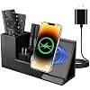 Wireless Charger with Desk Organizer, Fast Charging Station for iPhone 15 14 13 12 11 Pro Max/Samsung Galaxy S23/S22/S21/S20/Z Flip/Fold 5, Desk Phone Charger Stand Office Desktop Organizer Leather