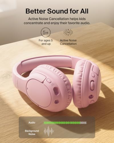 Belkin SoundForm Kids Over Ear Noise Canceling Headphones, Safe Volume 85dB