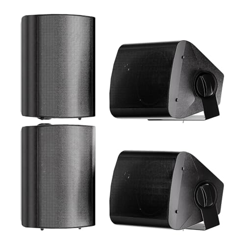 STUDIOFINIX 5.25 Inch 600W Passive Indoor Outdoor Speakers Wired Waterproof, Wall Mount Speakers for Patio Garage Home,2 Pairs (Black)