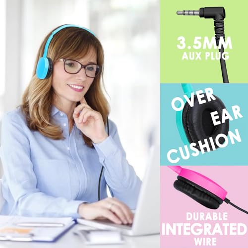 30 Pack Kids Headphones Bulk for School Classroom Students Teens Toddler, Wired Adjustable Headsets for Libraries Families Childern and Adults (PU102,30 Mixed)