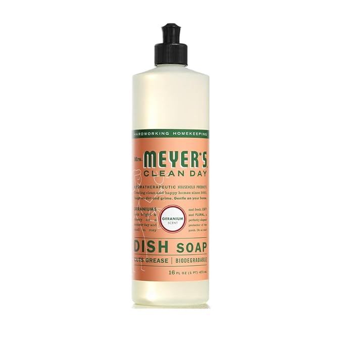 Mrs. MEYER'S Clean Day Geranium Scent Variety, 1 Room Freshener 8 OZ, 1 Liquid Dish Soap 16 OZ, 1 Liquid Hand Soap 12.5 OZ, 1 Multi-surface Cleaner 16 OZ, Geranium, 1 CT