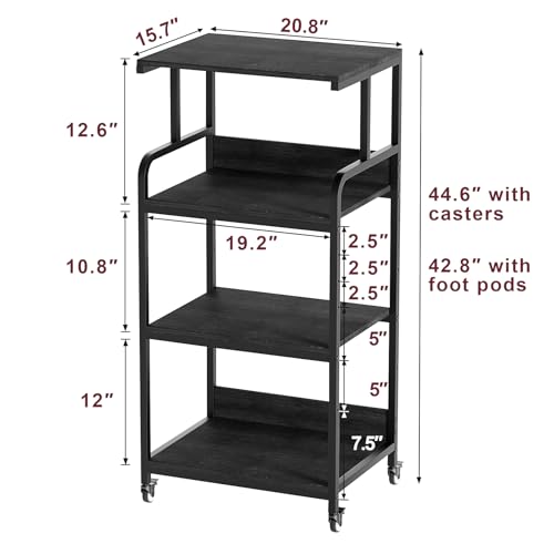 4 Tier Printer Stand with Wheels, Tall Printer Table with Storage