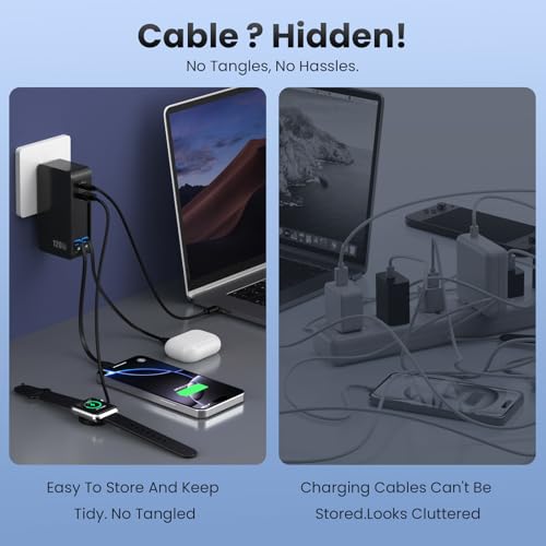 USB C Charger Block 120W with Built-in 2 Retractable | Charging & Powe - Image 6