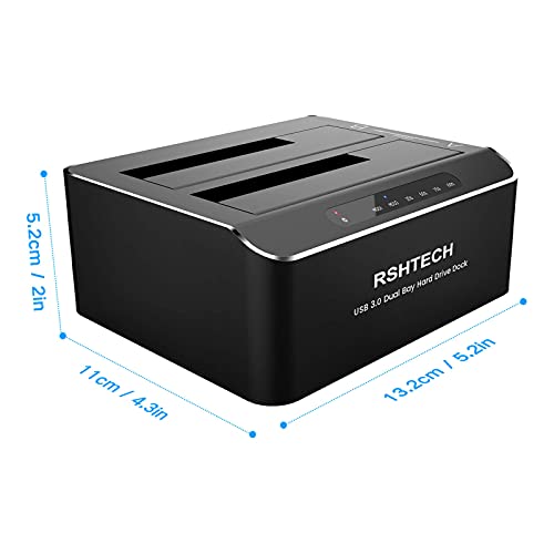 RSHTECH Hard Drive Docking Station,Aluminum Dual Bay USB 3.0 SATA HDD Dock