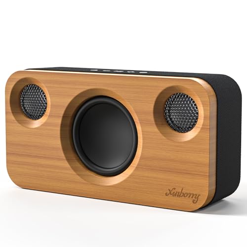 Bluetooth Speaker with Deep Bass, 40W(Peak) Wireless Portable Speaker with AUX, TF Card, Stereo Sound Wood Home Audio Sync up to 100 Bluetooth 5.3 Speakers for Home Party, Outdoor Camping