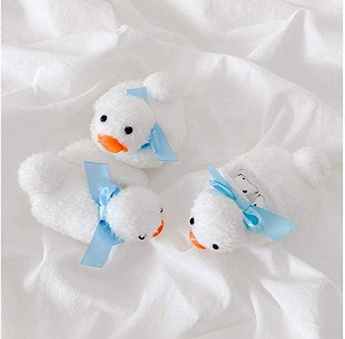 Yatchen Plush Case Compatible with AirPods 1&2, Cute 3D Cartoon Fur Duck Design Funny Cover with Keychain Protective Case for AirPods 1&2 Duck White