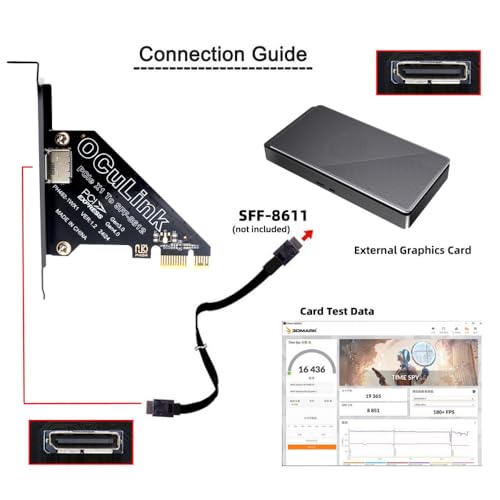 CY Adapter PCI-Express 4.0 PCIE 1x to Oculink SFF-8612 SFF-8611 Host Card for U.2 SSD eGPU External Graphics Card Dock