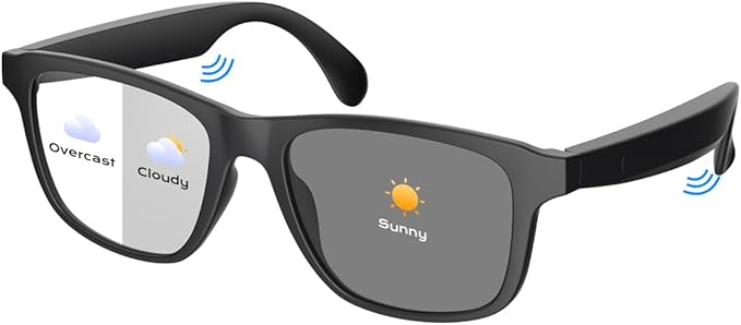 Smart Glasses for Women Men,Bluetooth Glasses with Photochromic Lenses,Built-in Mic & Speakers,Anti-Blue Light Lens with Hands-Free Listening Voice Control,Perfect for Indoor Outdoor