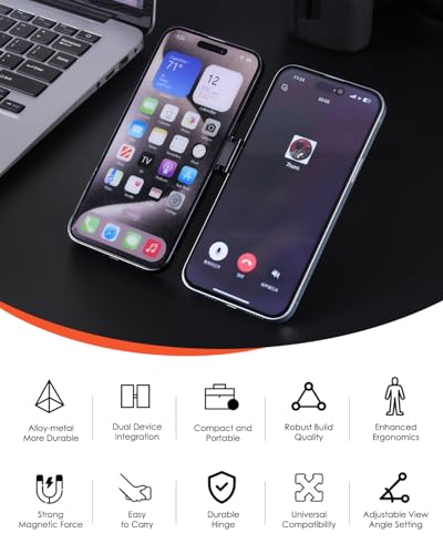 Twins Carry: Magnetic Dual-Phone Holder for iPhone & Android | Lightweight Solution for Professionals, Travelers & Gamers | Manage 2 Mobile Phones for Work, Personal Use (Black, General)