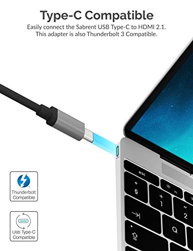 SABRENT USB Type C to HDMI 2.1 Adapter | 8K/60Hz & 4K/120Hz with DSC Function | 8K/30Hz & 4K Resolution Without DSC | Thunderbolt 3 Compatible (DA-UCH8)