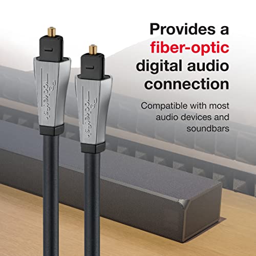 Rocketfish Toslink Optical Audio Cable - Fiber Optic Audio Cable for Home Theater & Sound System - Durable Cable Cord for Quality Audio - Black Optical Cable for TV & Soundbar - 4'