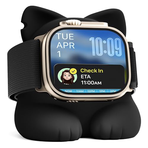 Charger Stand Compatible with Apple Watch Series 49/46/45/44/42/41/40/38mm iWatch Ultra 4/3/2/1,Series12/11/10/9/8/SE2/7/6/SE/5/4/3/2/1,Silicone Charging Dock Supports Night Stand Mode,Black