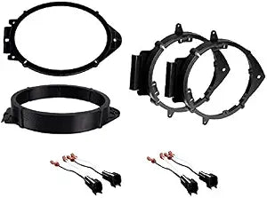 ASC Premium 6x9 Front + 6+-Inch 6" 6.5" 6.75" Rear Car Speaker Install Adapter Mount Bracket Plates w/Speaker Wire Connectors for Select GM GMC Vehicles- See Below for Compatible Vehicles