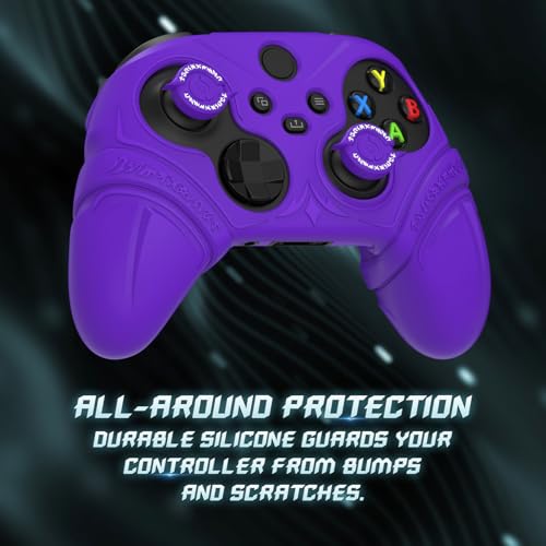 PlayVital Silicone Controller Cover for Xbox Series X/S with Thumbstick Cap & Sticker- Runes Edition Anti-Slip Grip Skin, Shockproof Protector for Xbox Core Wireless Controller(Purple)