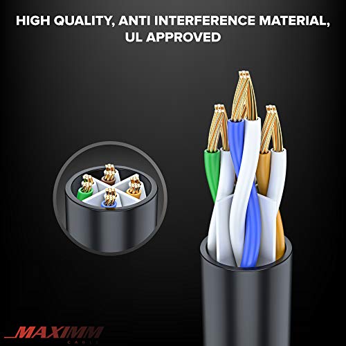 Maximm Cat6 Ethernet Cable 100 Ft, 10 Gbps 550 MHz, Snagless RJ45, Black