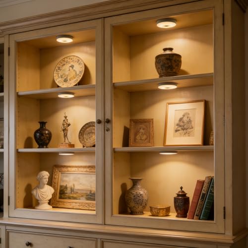 BASON LIGHTING Rechargeable Puck Lights, Wireless Closet Lights Motion Sensor, Automatic Warm White Night Lights for Kitchen, Cabinet, Wardrobe, Hallway, 3000K, 6-Pack.