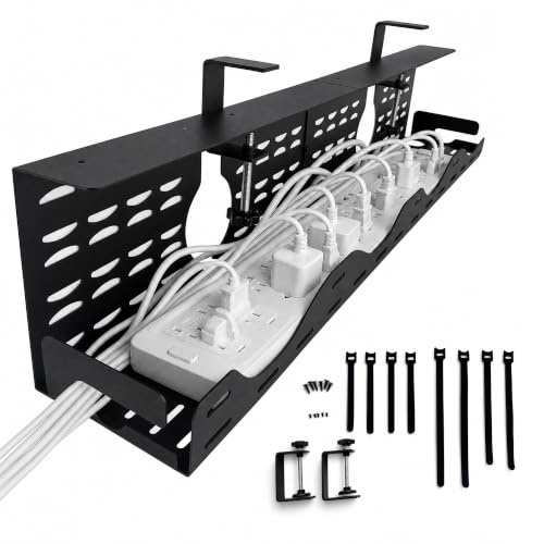 Under Desk Cable Management Tray, Expandable Metal Organizer
