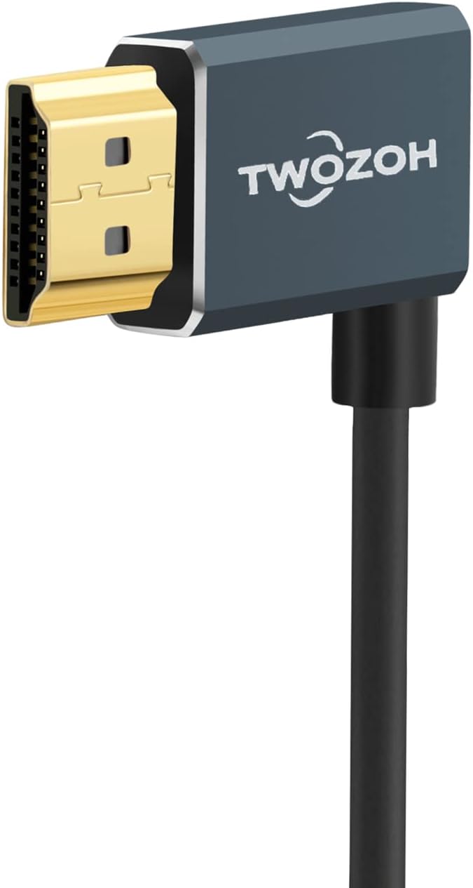 Twozoh Flexible HDMI to HDMI Cable Left Angled 90° 3.3FT, Ultra Thin and Slim HDMI Cord Support 3D/4K@60Hz