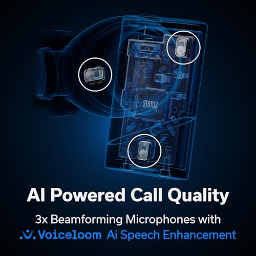 Status Pro X Wireless Earbuds, Triple Speaker Driver, Hi-Res Audio with LDAC, 52dB ANC, 6 Beamforming Mics with VoiceLoom AI for Clearest Calls (Black Alloy)