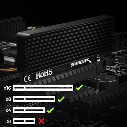 SABRENT M.2 NVMe SSD to PCIe X16/X8/X4 Adapter Card, Heatsink