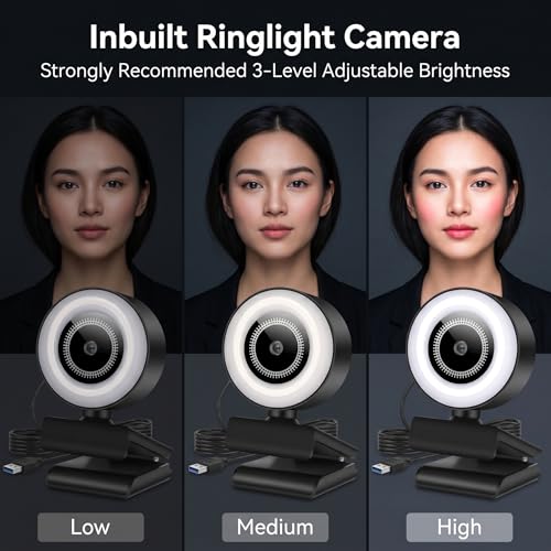 1080P HD Mini Webcam with 3-Color Fill Light, Wide Angle Lens, Noise Canceling Microphone and Tripod, USB C Adapter Included for Laptop Desktop Zoom Skype Streaming Gaming - Image 7