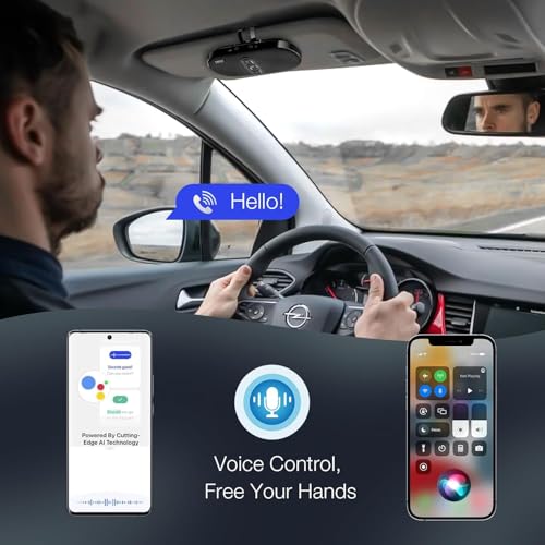 Bluetooth Car Speaker Phone: Hands Free Calling Kits 6W in car Speakerphone for Safe Driving - Support Siri Google Assistant Voice Calls/Motion Auto ON Off - BC990P