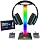 Gaming Headphone Stand PC Accessories - RGB Headset Stand with 2 USB and 1 Type-C Ports, LED Headphone Stand Gift for Boys Men, Computer Game Accessories for Desk