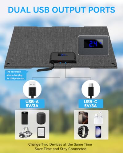 Ecosonique 30W Portable Foldable Solar Panel Charger with USB-C & USB-A - Image 3