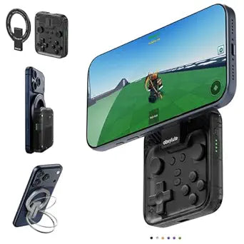 abxylute M4 Snap-On Mobile Gaming Controller for Android & iPhone, Switch 1&2, Portable Bluetooth Controller, Pocket-Sized Retro Arcade Phone Gamepad Kickstand, Dual Joystick Turbo Pro Gaming Magnetic (Black)