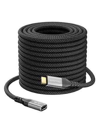 Long USB c Extension Cable 33FT, 5Gbps,60W,4K Video Output, Nylon Braided,USB3.0 Type C Extender Cord Male to Female Compatible with,Monitor,SSD