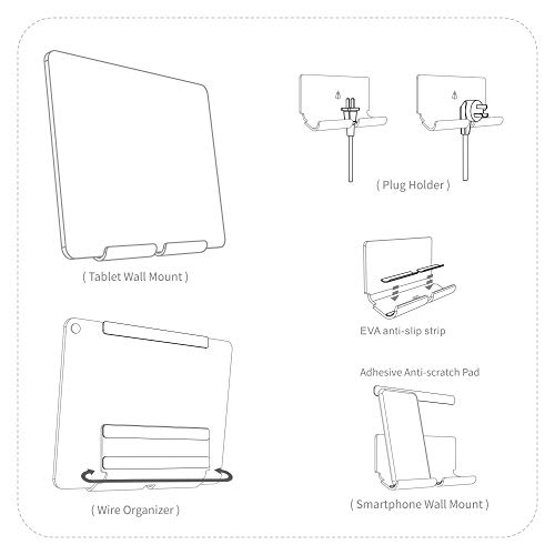 Adhesive Wall Phone Tablet Holder Mount Stand for Tablet Smartphones eReader Wall Holder Mount Shelf (White)