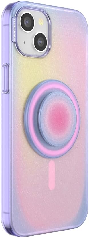 PopSockets iPhone 15 Plus Phone Case with MagSafe, Wireless Charging Compatible, Purple - Aura