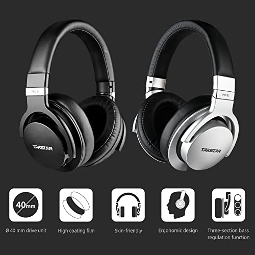 TAKSTAR PRO 82 Over-Ear Studio Monitor Headphones, 3-Stage Bass Adjustment