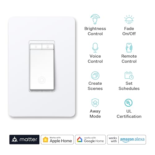 Kasa Matter Smart Dimmer Switch, KS225P3, Single Pole, Need Neutral Wire