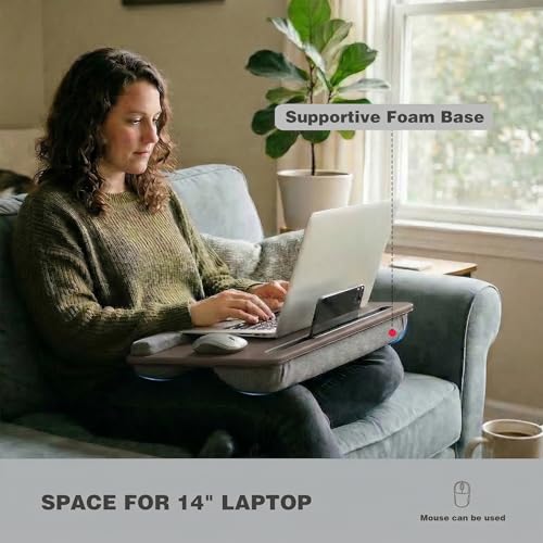 Portable Lap Laptop Desk with Pillow Cushion, Fits up to 15.6 inch Laptop, with Anti-Slip Strip & Storage Function for Home Office Students Use as Computer Laptop Stand, Book Tablet - Image 4