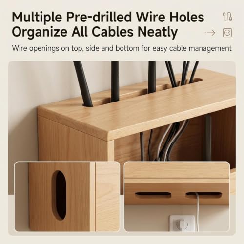 Wall Mounted Router Storage Box,Wood Wireless WiFi Router Shelf