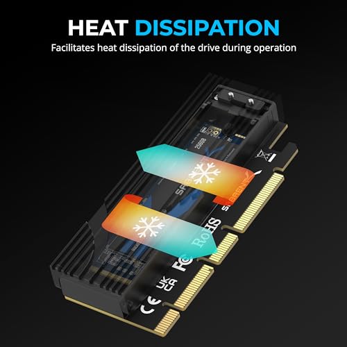 SABRENT M.2 NVMe SSD to PCIe x16 Adapter Card, Gen5, Heatsink