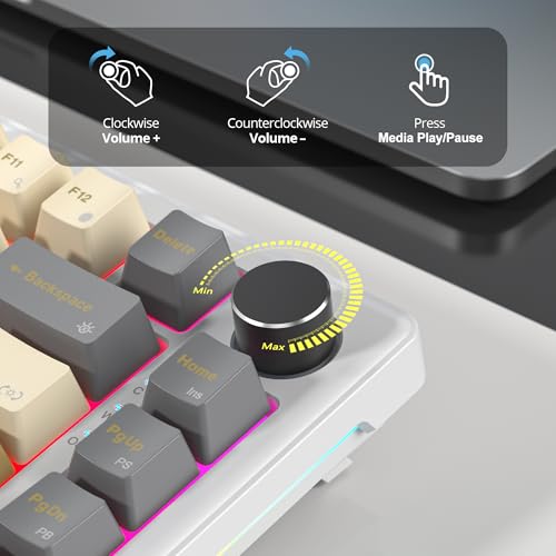 75% Wired Gaming Keyboard, Hot Swappable Gasket Mount, White Switch, 82 Keys TKL Mechanical Keyboard, NKRO Creamy for PC Laptop Windows Gamer (Glimmer) - Image 4