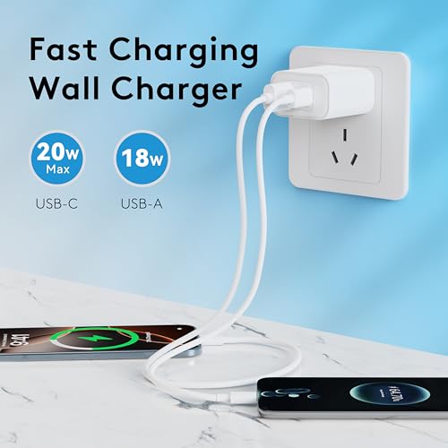3‑Pack 20W USB C Charger Block Fast Charging Dual Port Power Adapter Plug